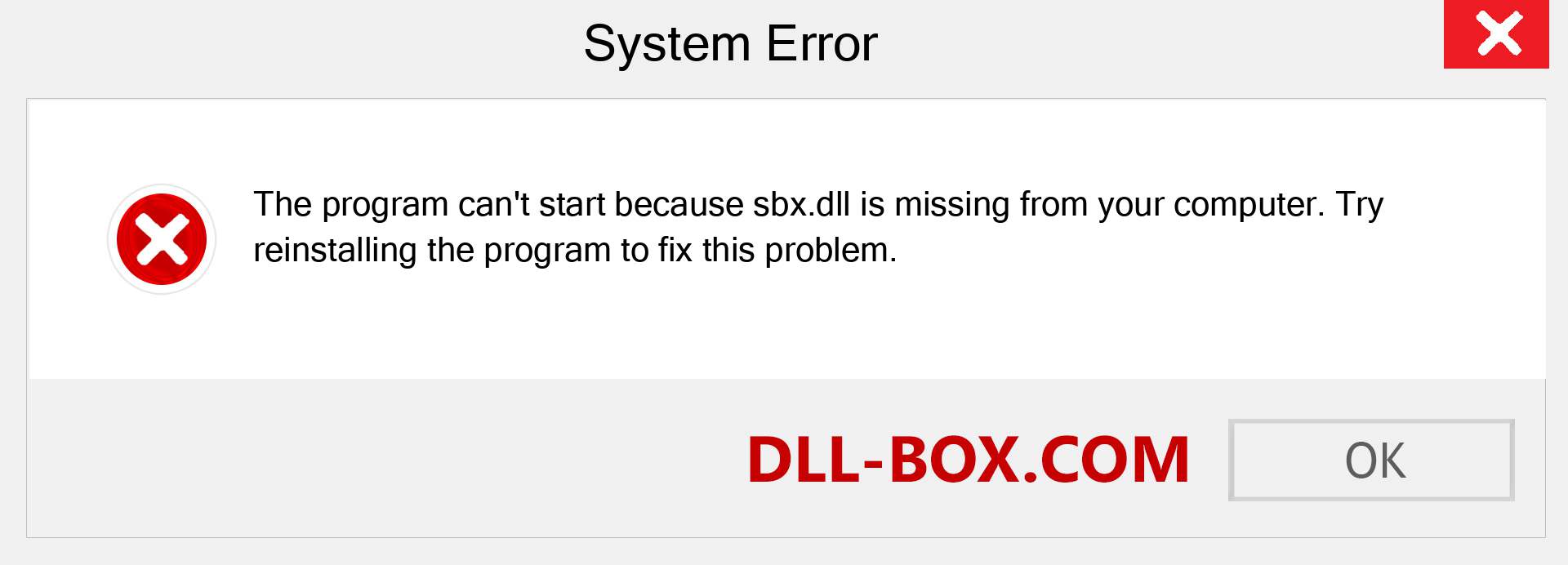  sbx.dll file is missing?. Download for Windows 7, 8, 10 - Fix  sbx dll Missing Error on Windows, photos, images